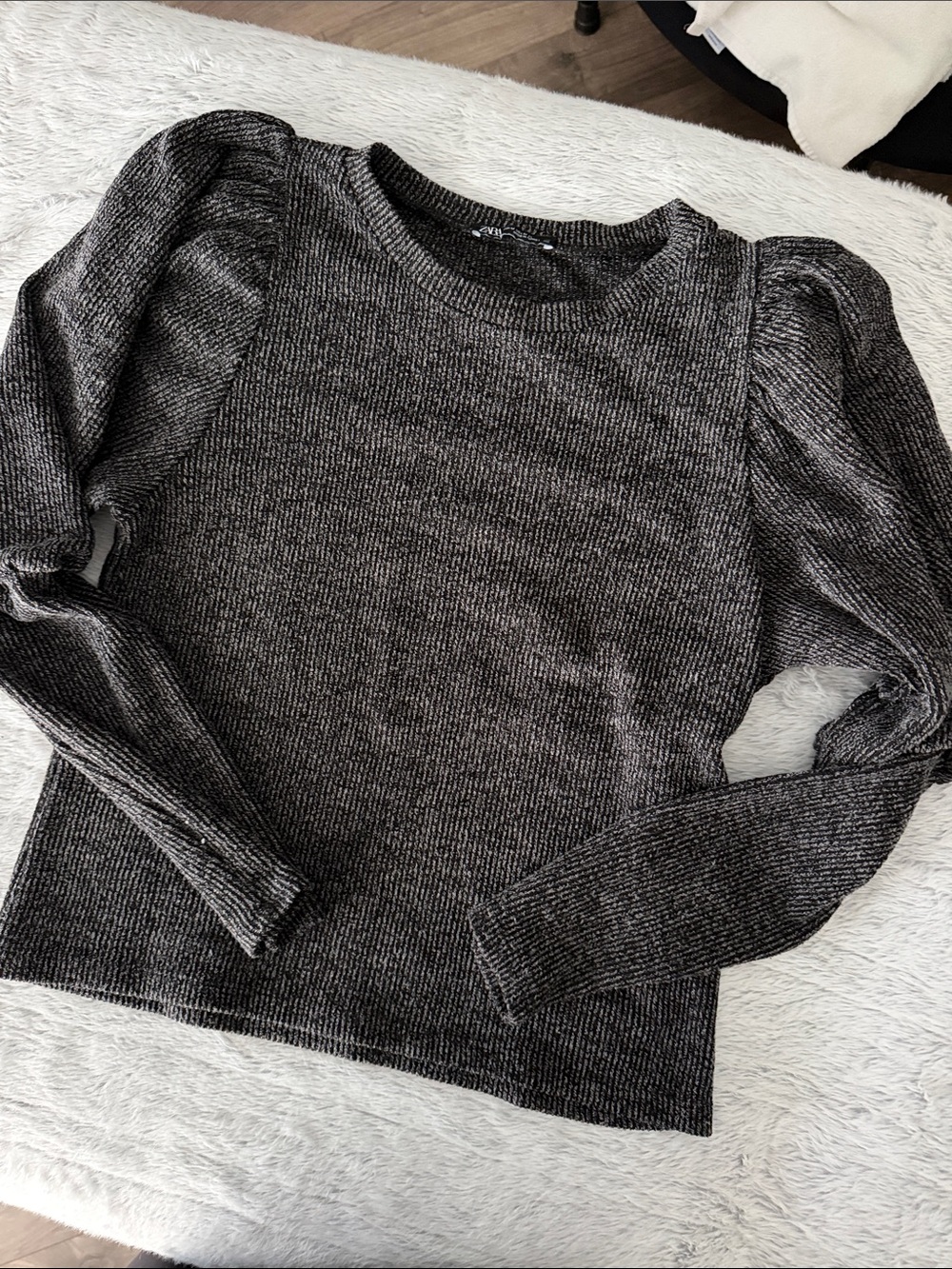 Zara Black Heathered Knit Sweater